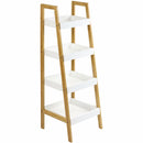 Livingandhome Nordic Freestanding 4-Tier Wooden Ladder Shelf Organizer