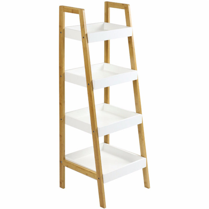 Livingandhome Nordic Freestanding 4-Tier Wooden Ladder Shelf Organizer