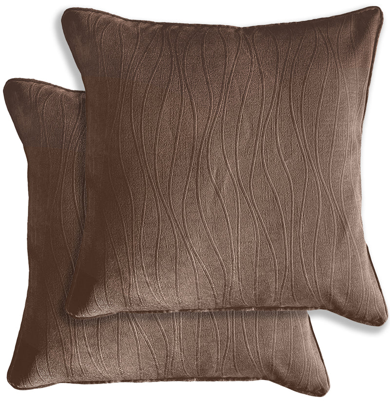Enhanced Living Pair of Goodwood Textured Wave Pattern Cushion Covers - 43x43cm - Cases Only