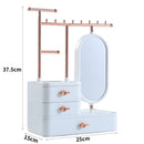 Sheonly Jewelry Organizer with Rotating Mirror and Makeup Storage Box