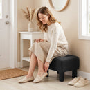 HOMCOM Chic Linen Fabric Foot Stool Ottoman Cube with Legs, Black