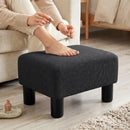 HOMCOM Chic Linen Fabric Foot Stool Ottoman Cube with Legs, Black