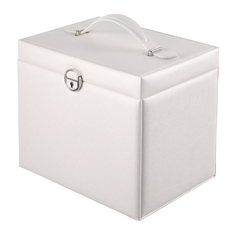 Sheonly Large Multi Tier Faux Leather Jewellery Storage Box with Handle