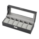 Sheonly Elegant Faux Leather Watch Display Case with 6 Slots