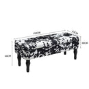 Livingandhome Cow Print Velvet Upholstered Storage Bench