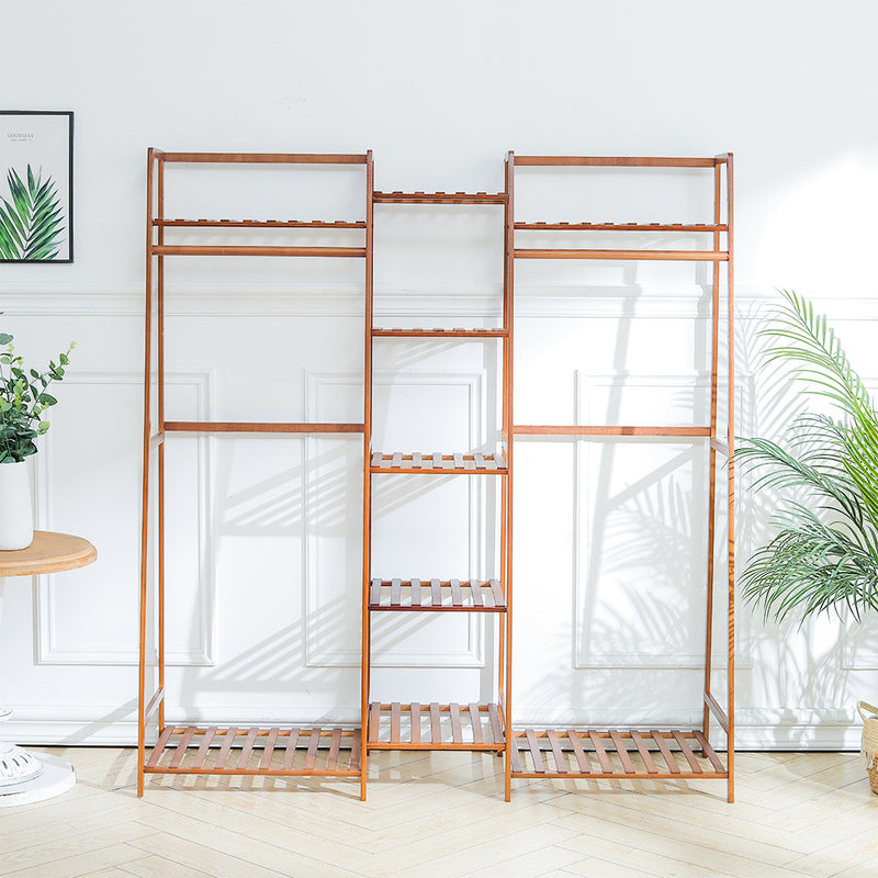 Lifeideas Bamboo Trapezoid Clothing Rack with 5-Tier Storage Shelves
