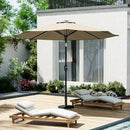 Garden Sanctuary Large Solar Powered LED Patio Umbrella for Outdoor Garden Patio with Base