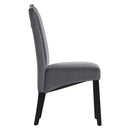Livingandhome Set of 2 Grey Velvet High Back Dinning Chair