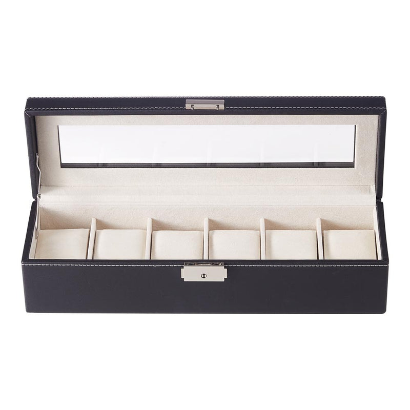 Sheonly 6-Slot Elegant Faux Leather Watch Display Case