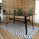 Outdoor 6 Person Rectangular Glass Top Garden Dining Table Benches & Chairs Set