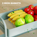 HOMCOM 3-Tier Storage Trolley, Storage Cart With Mesh Backets, Wheels