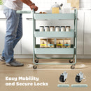 HOMCOM 3-Tier Storage Trolley, Storage Cart With Mesh Backets, Wheels