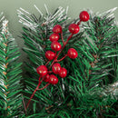 2.7m Green Mixed Needle Christmas Garland with Pine Cones and Red Berries