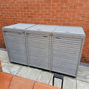 2.03m x 1.14m Large Grey Wooden Outdoor Garden Triple Wheelie Bin Store Storage for 3 Bins
