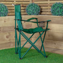 Outdoor Green Folding Camping Chair With Armrests & Cupholder