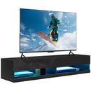 HOMCOM High Gloss TV Stand Unit Wall Mounted With LED Lights, Black