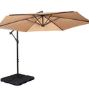 3m Cantilever Banana Garden Parasol in Beige with Crank Handle and Parasol Base Weights Included