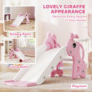 AIYAPLAY 3 in 1 Kids Slide with Climber, Basketball Hoop and Ball, Pink