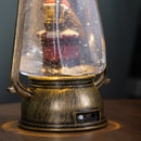 24cm Dual Powered Light up Antique Effect Christmas Water Spinner Hurricane Lantern with Robin on Postbox