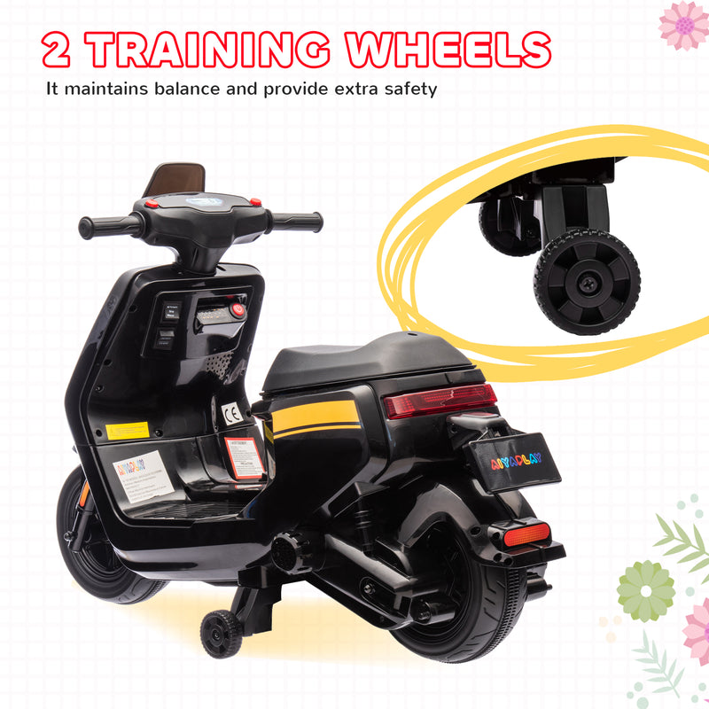 AIYAPLAY 6V Kids Electric Motorbike With Headlight And Music - Black/Green/Pink