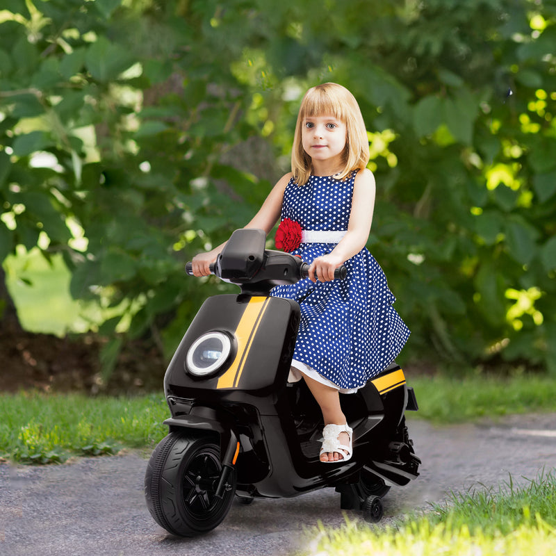 AIYAPLAY 6V Kids Electric Motorbike With Headlight And Music - Black/Green/Pink