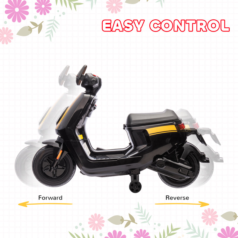 AIYAPLAY 6V Kids Electric Motorbike With Headlight And Music - Black/Green/Pink
