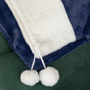 80 x 55cm Blue Soft Plush Christmas Sack with White Faux Fur Trim and Pom Poms