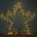 60cm Light up Gold Christmas Star with 150 Static and Flashing Warm White LEDs