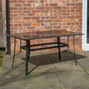Outdoor 4 Person Rectangular Glass Top Garden Dining Table Chairs With Black Parasol and Base Set