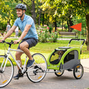 PawHut 2 In 1 Pet Stroller Dog Bike Trailer For Medium Dogs, Green