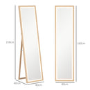 HOMCOM Dimming Full Length Mirror w/ Lights Standing Leaning Wall Mount