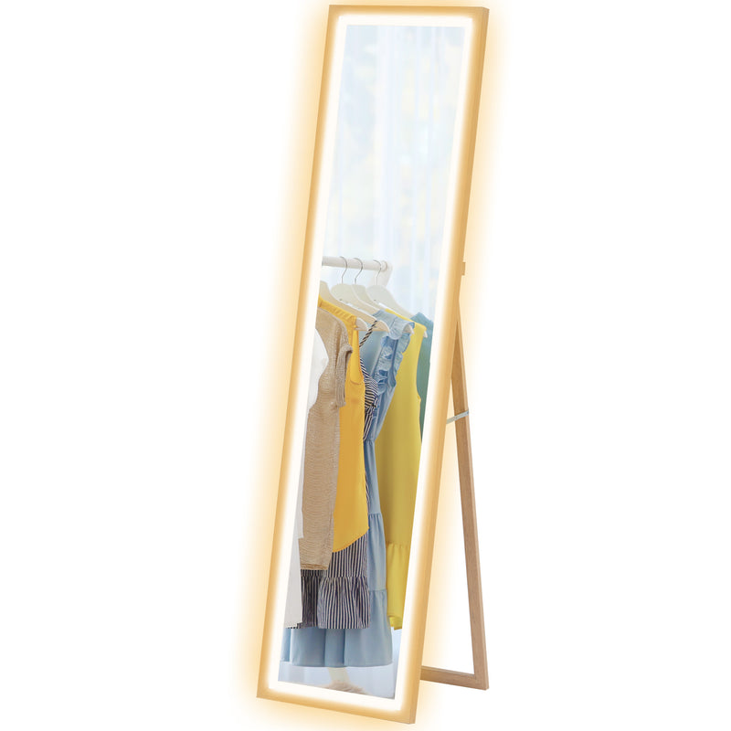 HOMCOM Dimming Full Length Mirror w/ Lights Standing Leaning Wall Mount