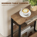 HOMCOM Narrow Side Table with Storage, Bedside End Table, Walnut Brown