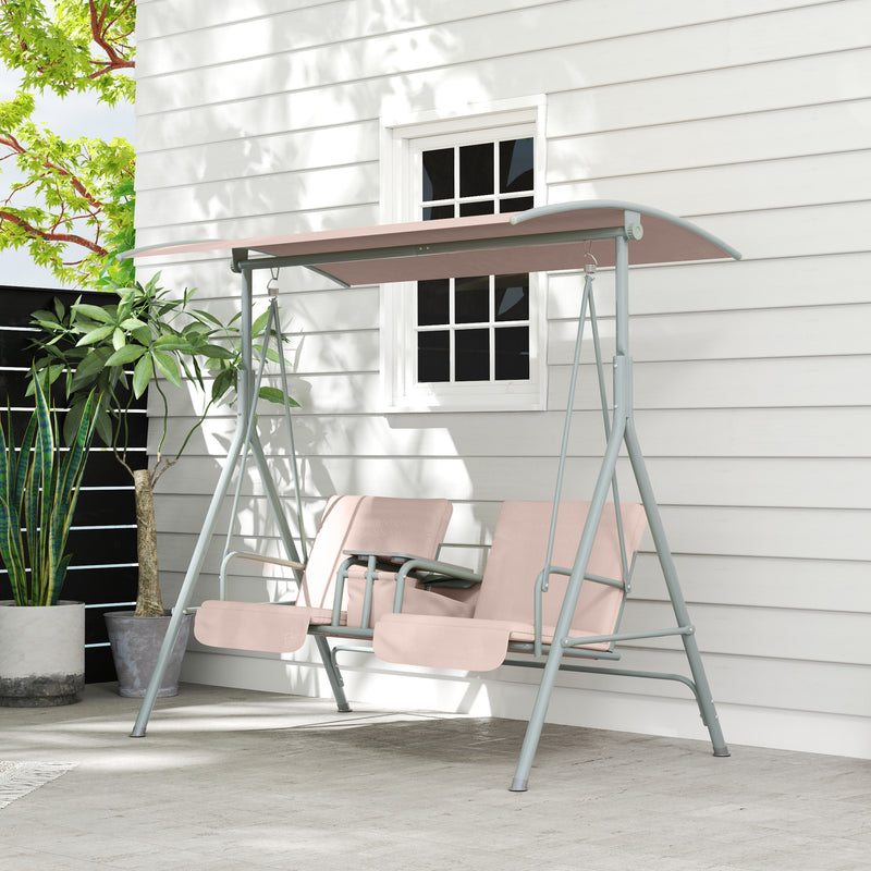Outsunny 2 Person Covered Patio Swing With Pivot Table & Storage Conso