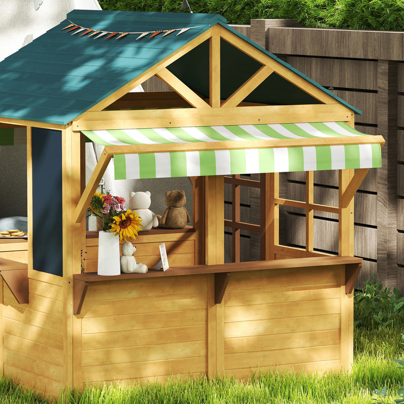 AIYAPLAY Wooden Playhouse For Kids Outdoor, Foldable Wendy House, Brown