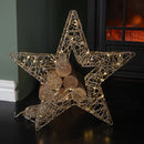 38cm Battery Operated Light up Gold Weave Christmas Weave with Warm White LEDs