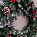 45cm Snow Tipped Christmas Wreath with Pine Cones and Red Berries