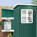 Outsunny 8.5 x 6ft Galvanised Steel Garden Shed with Foundation Kit, Green