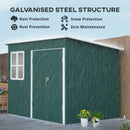 Outsunny 8.5 x 6ft Galvanised Steel Garden Shed with Foundation Kit, Green