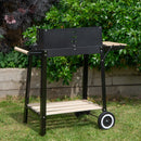 82 x 29cm Charcoal BBQ Grill Trolley with Shelves on Wheels