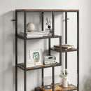 HOMCOM Industrial Bookcase 7-Tier Bookshelf Shelving Unit Rustic Brown Black
