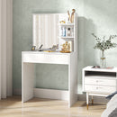 HOMCOM Dressing Table with Mirror and Storage, Modern Vanity Desk, White