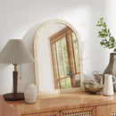 HOMCOM Arched Wall Mirror with Modern Tempered Glass & Polystyrene Beige