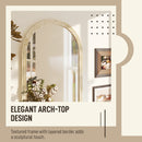 HOMCOM Arched Wall Mirror with Modern Tempered Glass & Polystyrene Beige