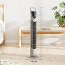 HOMCOM 78.5cm Oscillation Tower Fan With Remote Control 3-Speed Wind Grey