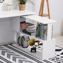 HOMCOM Corner Computer Desk With 360° Rotating Design And Bookshelf, White