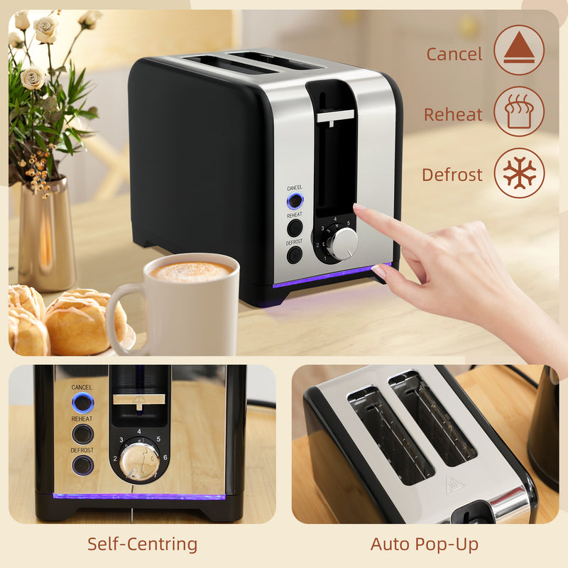 HOMCOM 1.7L 3000W Rapid Boil Jug Kettle and 2-Slice Toaster Set