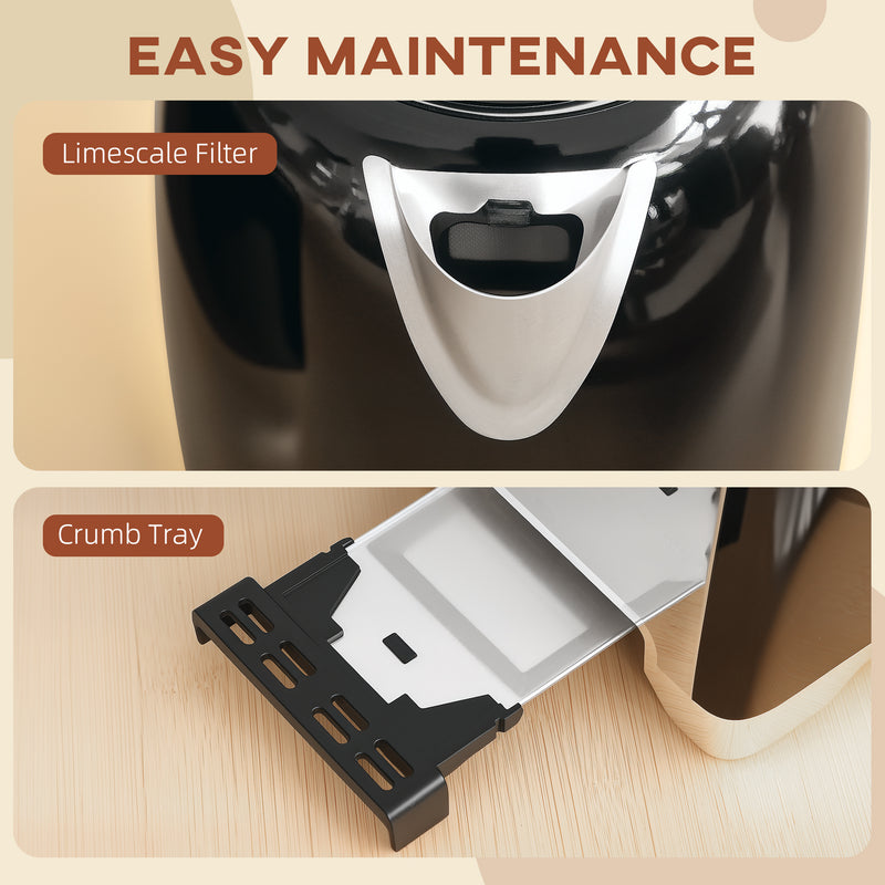 HOMCOM 1.7L 3000W Rapid Boil Jug Kettle and 2-Slice Toaster Set