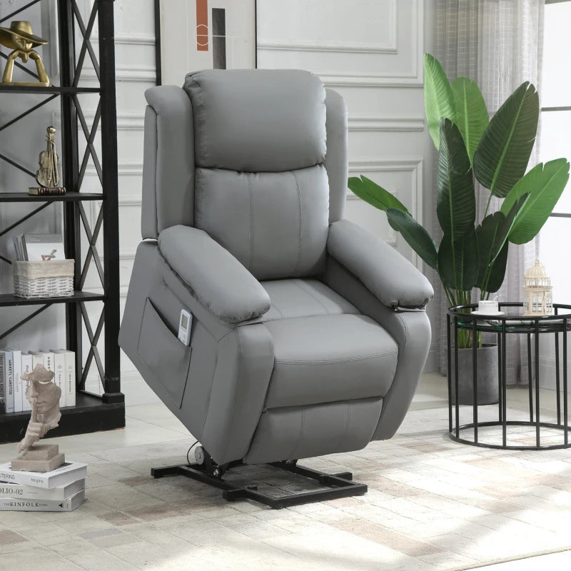 HOMCOM Power Lift Reclining Chair with Remote - Grey