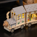 16cm LED Battery Operated Indoor Wooden Christmas Train & Carriages Scene